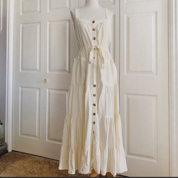 NWT Free people “Catch The Breeze” midi/maxi Dress in ivory, size med (runs big) - Picture 9 of 15